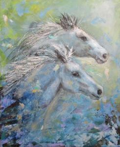 Voir le détail de cette oeuvre: Deux chevaux bleus